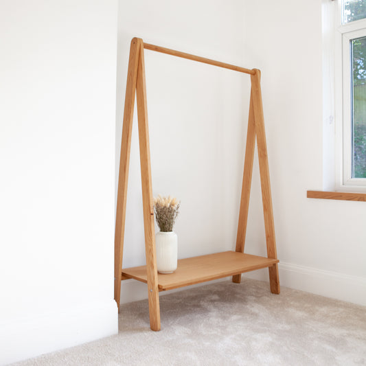 Simple Clothes Rail - Oak