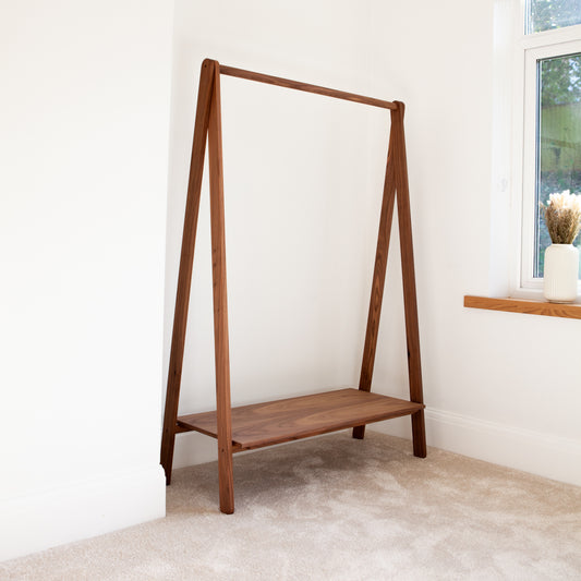 Simple Clothes Rail - Walnut